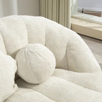 63" Chenille Bean Bag Lounge Chair with High-Density Foam Filling – White