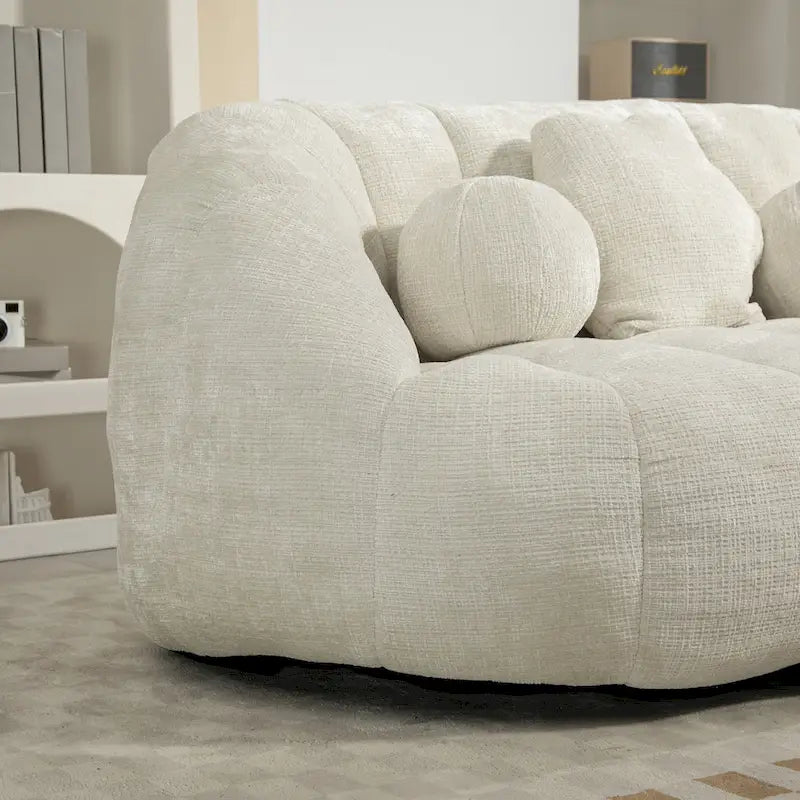 63" Chenille Bean Bag Lounge Chair with High-Density Foam Filling – White