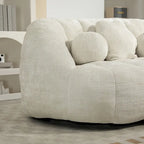 63" Chenille Bean Bag Lounge Chair with High-Density Foam Filling – White