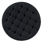 36 Round Button Tufted Upholstered Coffee Table with Wood Shelf and Wheel