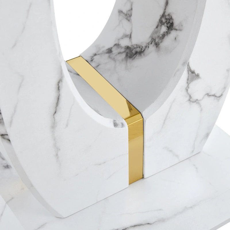 23.6 Modern Square Coffee Table with Gold Plated Decorative Strips for Living Room