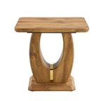 23.6 Modern Square Coffee Table with Gold Plated Decorative Strips for Living Room