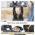 23.6 Modern Square Coffee Table with Gold Plated Decorative Strips for Living Room