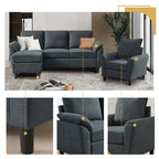 Canapé d'angle 3 places avec fauteuil et pouf pour salon