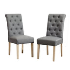 5 Piece Dining Table Set, Wooden Kitchen Furniture Set, Round Table with Cross-Buck Pedestal Base and 4 Tufted Chairs