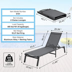 Chaise Lounge Chairs Outdoor, Aluminum Patio Lounge Chairs with Adjustable 5-Position, Folding Pool Lounge Chairs Recliner