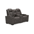 Signature Design by Ashley HyllMont Gray Power Reclining Loveseat with Console - 71.75  W x 39  D x 44  H