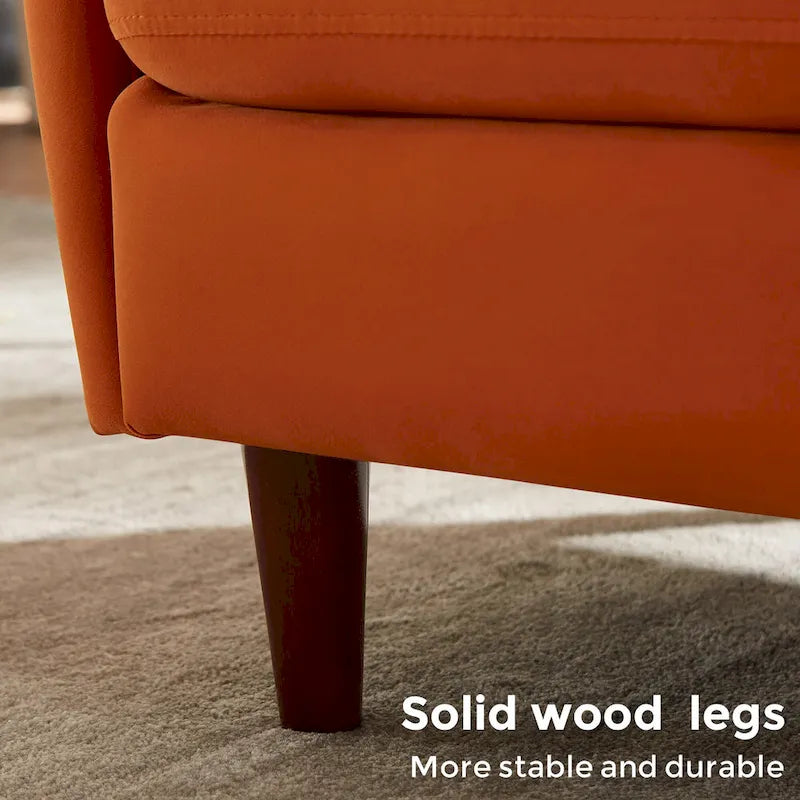 28.34W Set Of 2 Accent Armchair, Velvet Barrel Chair with Solid Wood Legs