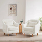 28.34W Set Of 2 Accent Armchair, Velvet Barrel Chair with Solid Wood Legs