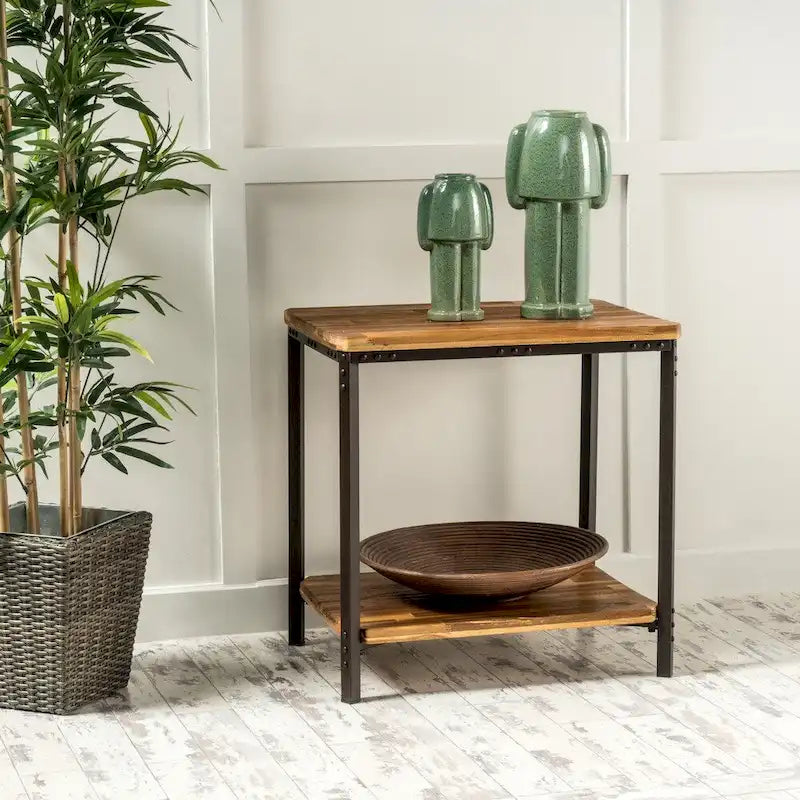 Table d'appoint en métal rustique Ronan Wood de Christopher Knight Home