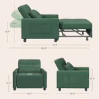 Canapé-lit convertible 3-en-1, Canapé-chaise dépliable, Lit pliant convertible pour salon