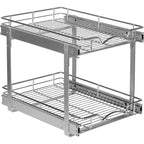 Organisateur de placard coulissant à 2 niveaux en métal robuste avec garantie limitée à vie - Fini chrome antirouille