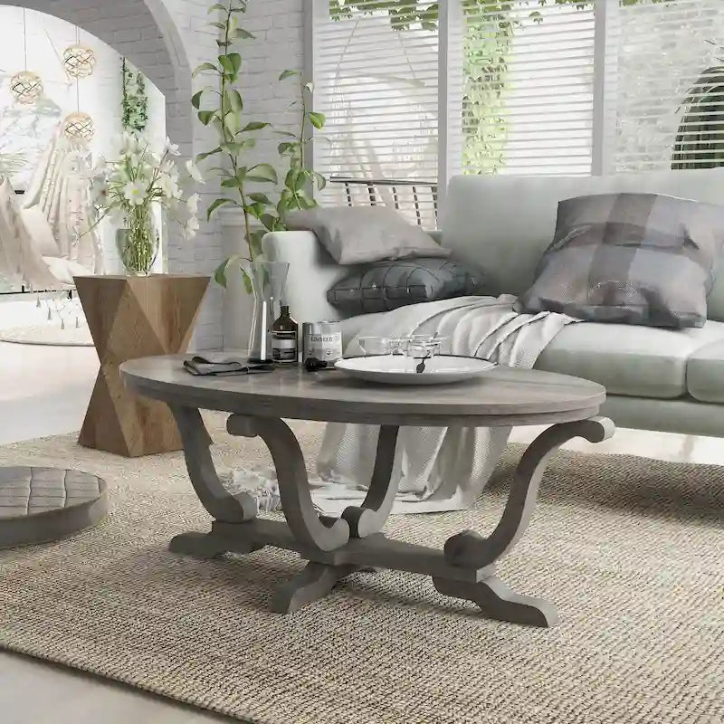 Table basse DH BASIC Farmhouse Vintage grise de 48 pouces par Denhour