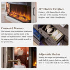 Farmhouse Electric Fireplace TV Stands up to 80, Entertainment Center