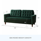 Canapé Brookside Brynn 76 po. avec accoudoirs carrés en similicuir/velours/tissu