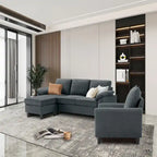 Canapé d'angle 3 places avec fauteuil et pouf pour salon