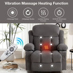 Grey Power Lift Recliner with Heated Massage, USB Charging, Remote Control, and Convenient Side Pockets for Seniors