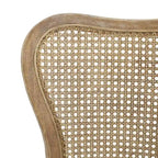Farmhouse-style rubberwood dining chairs with rattan backrests (two chairs per set).