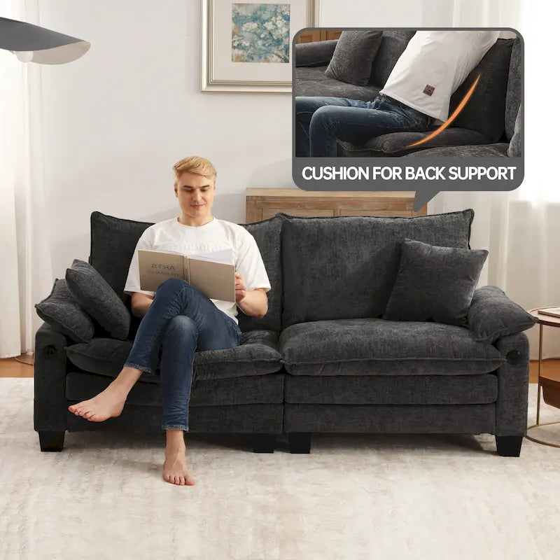 Ensembles de meubles de salon, Canapé modulaire sectionnel avec pouf pour salon, Canapé-lit convertible