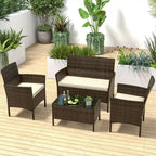 Costway Ensemble de Meubles de Jardin 4 Pièces avec Coussins Lavables et Verre Trempé - Voir les Détails