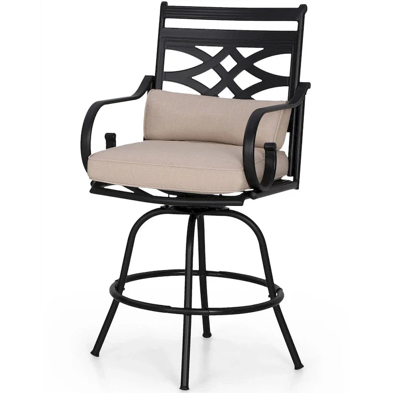 Outdoor Swivel Metal Cushioned Bar Height Patio Chairs Set of 4