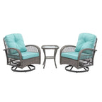 3 Pieces Outdoor Swivel Rocker Patio Chairs, 360 Degree Rocking Patio Conversation Set