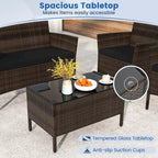 Costway Ensemble de Meubles de Jardin 4 Pièces avec Coussins Lavables et Verre Trempé - Voir les Détails