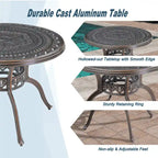 5-Piece Cast Aluminum Patio Dining Set with 4 Swivel Chair