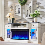 Farmhouse Electric Fireplace TV Stands up to 80, Entertainment Center