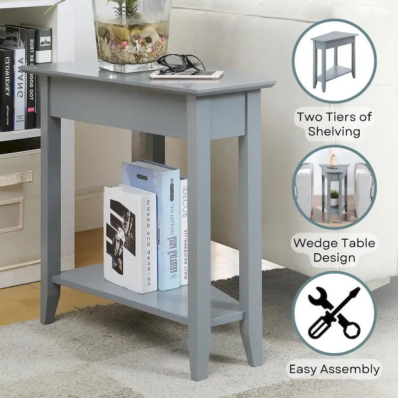 Table d'appoint d'angle American Heritage avec étagère de Convenience Concepts