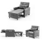 Futon Chair Bed Convertible Chair 3-in-1 Pull Out Sleeper Chair Beds with USB Ports