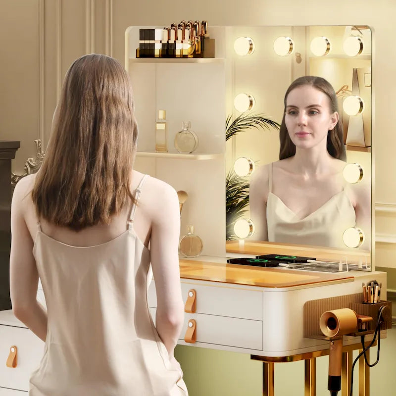 Coiffeuse de maquillage avec 3 couleurs d'éclairage