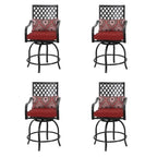 Outdoor Swivel Metal Cushioned Bar Height Patio Chairs Set of 4