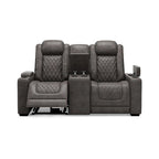 Signature Design by Ashley HyllMont Gray Power Reclining Loveseat with Console - 71.75  W x 39  D x 44  H