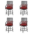 Outdoor Swivel Metal Cushioned Bar Height Patio Chairs Set of 4