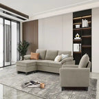 Canapé d'angle 3 places avec fauteuil et pouf pour salon