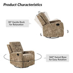 Arlette Contemporary Floral Manual Swivel Recliner with Tufted Back