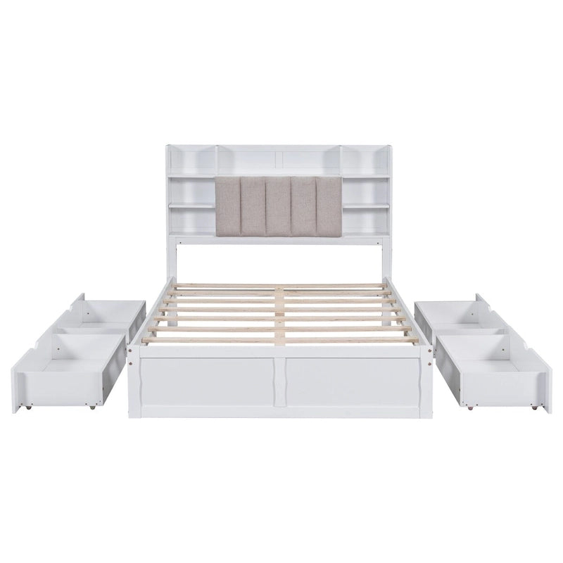 Cadre de lit avec 4 tiroirs de rangement portables sous le lit