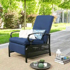 Adjustable Recliner Lounge Chair Patio Lounge Sofa with Cushion - 38 (D) x 26.5 (W) x 38.5 (H) INCH