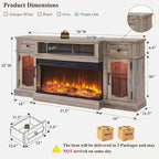 Farmhouse Electric Fireplace TV Stands up to 80, Entertainment Center