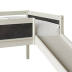 CraftPorch Classic Twin Low Loft Bed with Chalkboard, Slide and Ladder