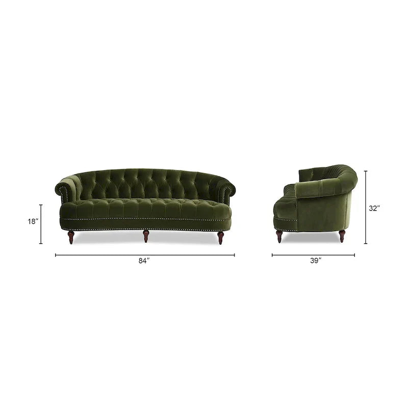 La Rosa 84 Mid-Century Modern Velvet Upholstered Chesterfield Tufted Sofa