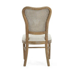 Farmhouse-style rubberwood dining chairs with rattan backrests (two chairs per set).