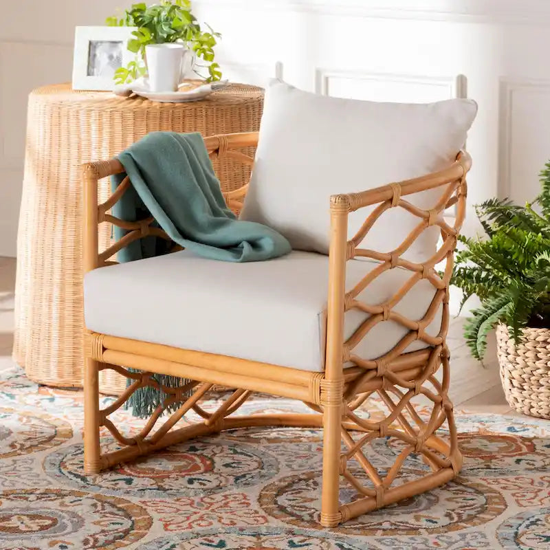 Fauteuil Acelynn Bohème en Rotin Clair Miel