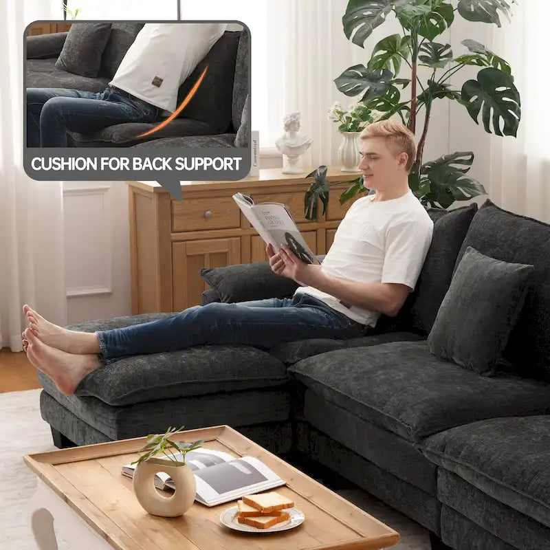 Ensembles de meubles de salon, Canapé modulaire sectionnel avec pouf pour salon, Canapé-lit convertible