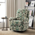 Arlette Contemporary Floral Manual Swivel Recliner with Tufted Back