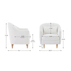 28.34W Set Of 2 Accent Armchair, Velvet Barrel Chair with Solid Wood Legs