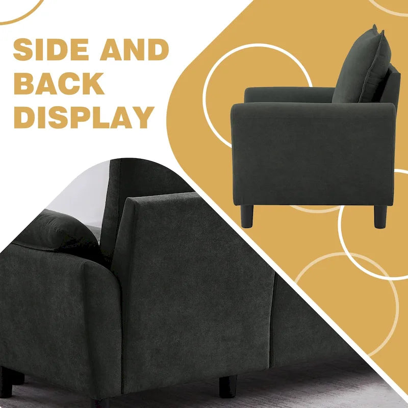 Canapé d'angle 3 places avec fauteuil et pouf pour salon