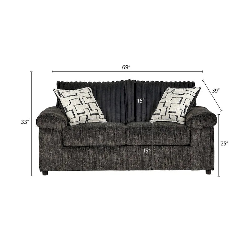 Ensemble canapé et causeuse en velours côtelé à grosses côtes Nason de Roundhill Furniture