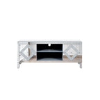 59 TV Stand with Diamond-Shaped Mirror Doors and Storage for TVs Up to 65
